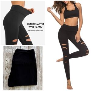‼️LOWEST‼️ Dibaolong High Waist Ripped Leggings